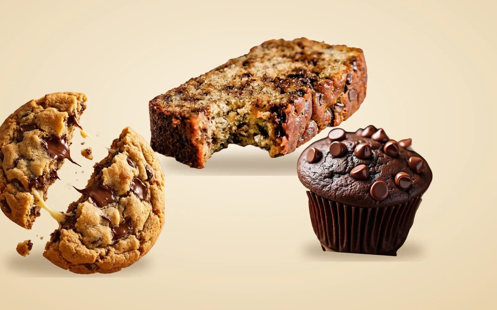 Cookies, muffins and banana bread together